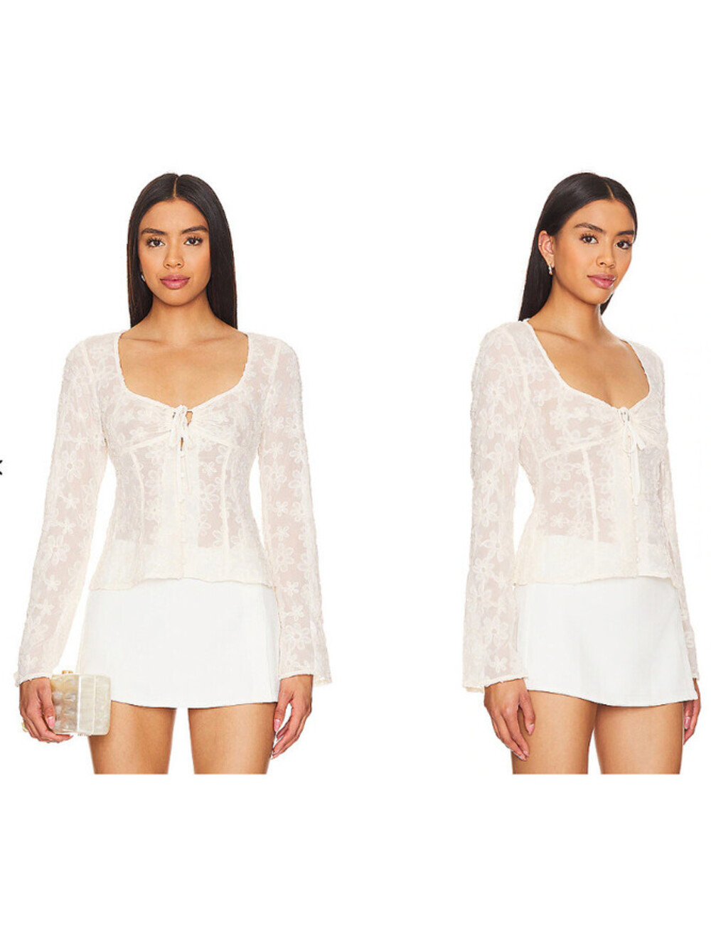 ASTR The Label Sassari Top Sheer chiffon beige size M NWT $88msrp